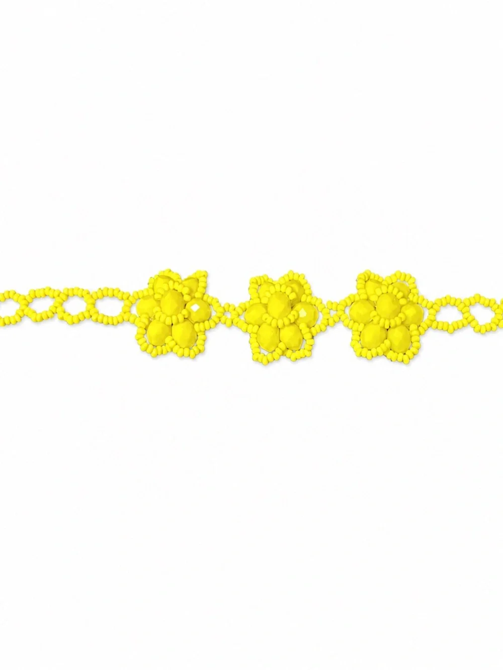 Yellow Floral Beaded Choker Necklace